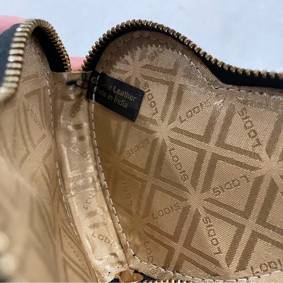 LODIS black genuine leather zippered pouch with belt loop and gold clasp - Picture 3 of 5